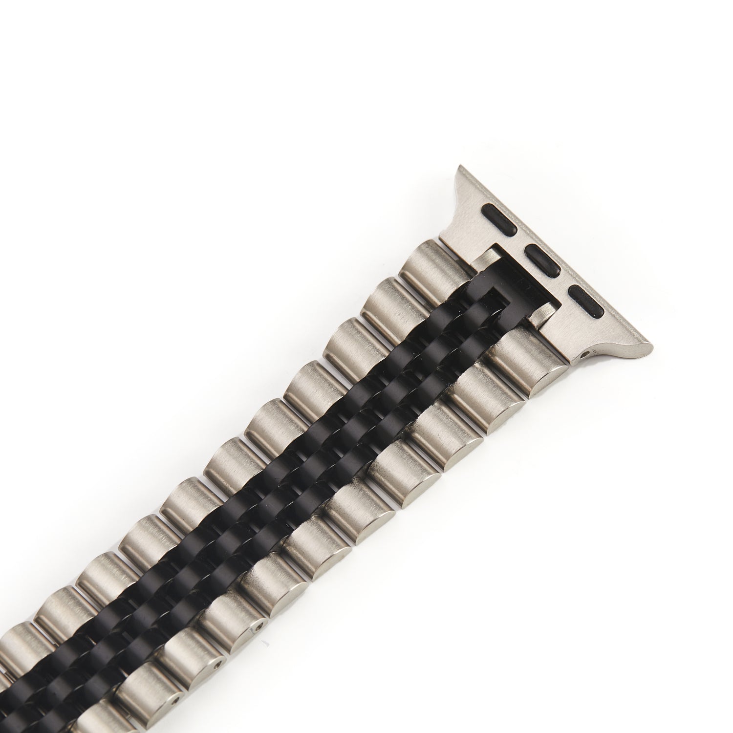 Stainless Steel Link Bracelet Band - The Perth in Silver and Black - Compatible with Apple Watch Size 38mm to 41mm - Friendie Pty Ltd