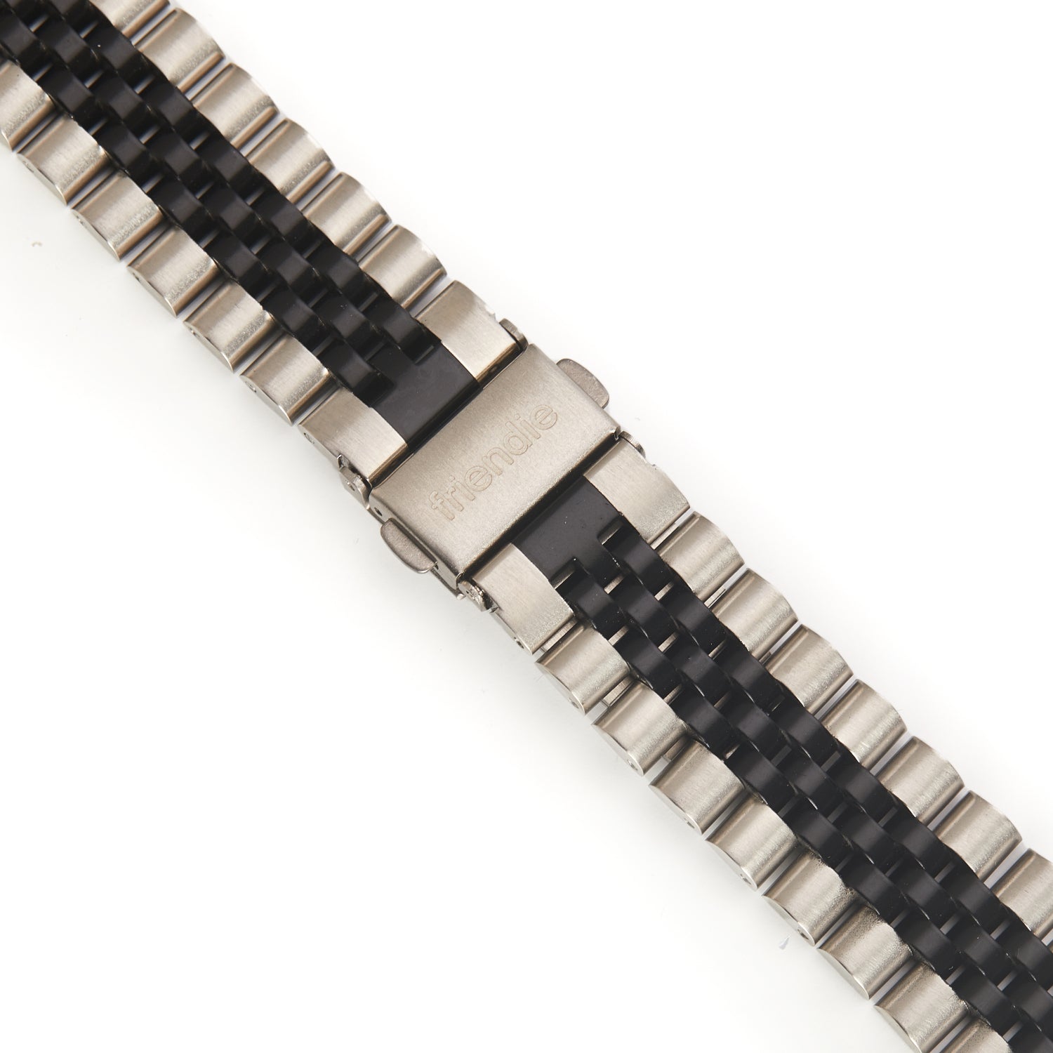 Stainless Steel Link Bracelet Band - The Perth in Silver and Black - Compatible with Apple Watch Size 38mm to 41mm - Friendie Pty Ltd