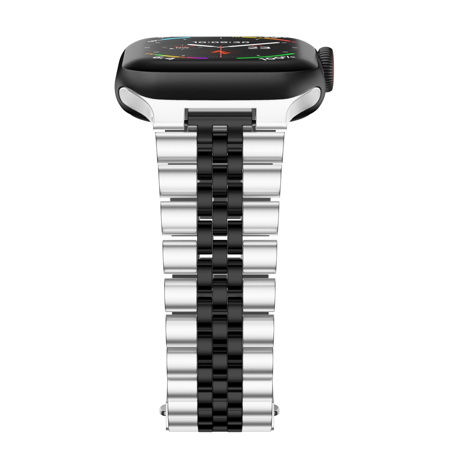 Stainless Steel Link Bracelet Band - The Perth in Silver and Black - Compatible with Apple Watch Size 38mm to 41mm - Friendie Pty Ltd