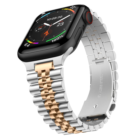 Stainless Steel Link Bracelet Band - The Perth in Silver and Gold - Compatible with Apple Watch Size 42mm to 45mm - Friendie Pty Ltd