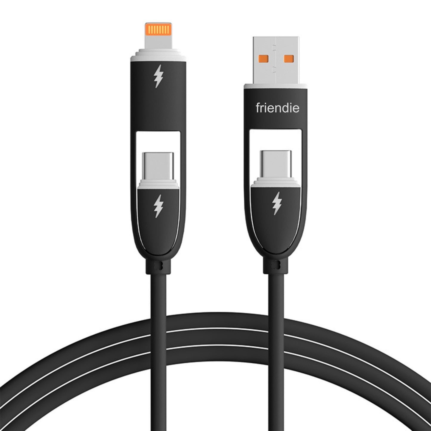 Core 4‑in‑1 Charging Cable (1.0m) - Black - Friendie Pty Ltd