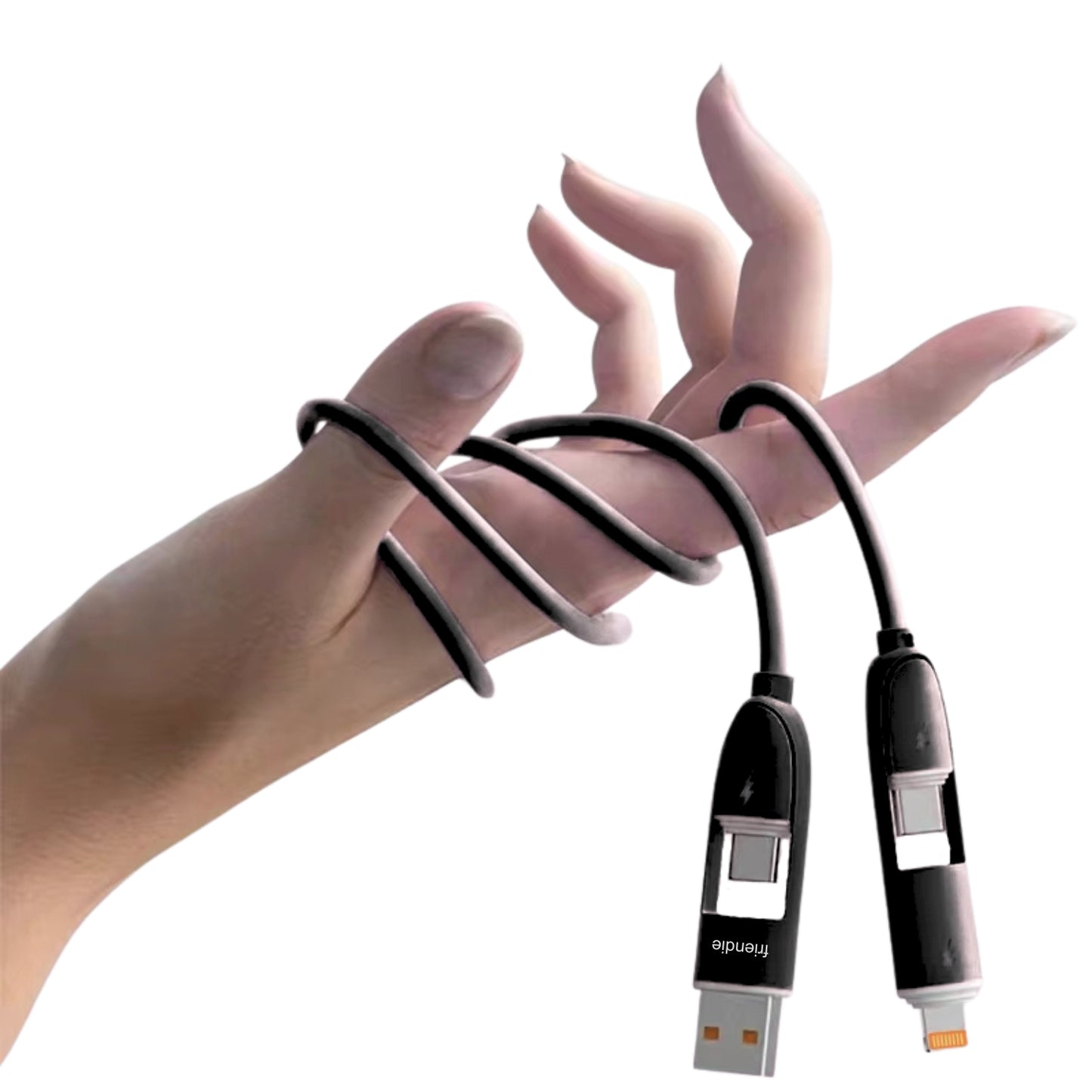 Core 4‑in‑1 Charging Cable (1.0m) - Black - Friendie Pty Ltd