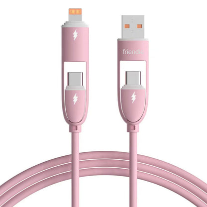 Core 4‑in‑1 Charging Cable (1.0m) - Pink - Friendie Pty Ltd