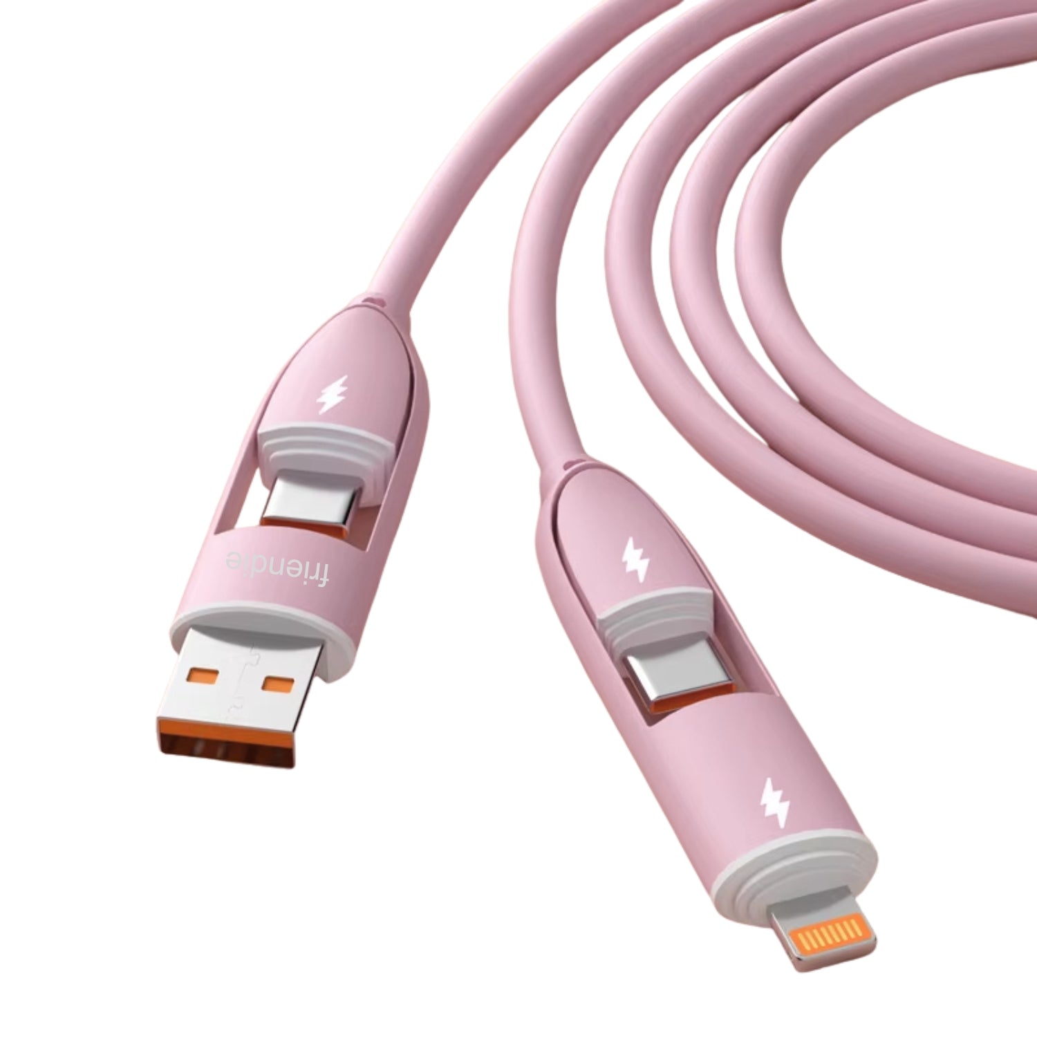 Core 4‑in‑1 Charging Cable (1.0m) - Pink - Friendie Pty Ltd
