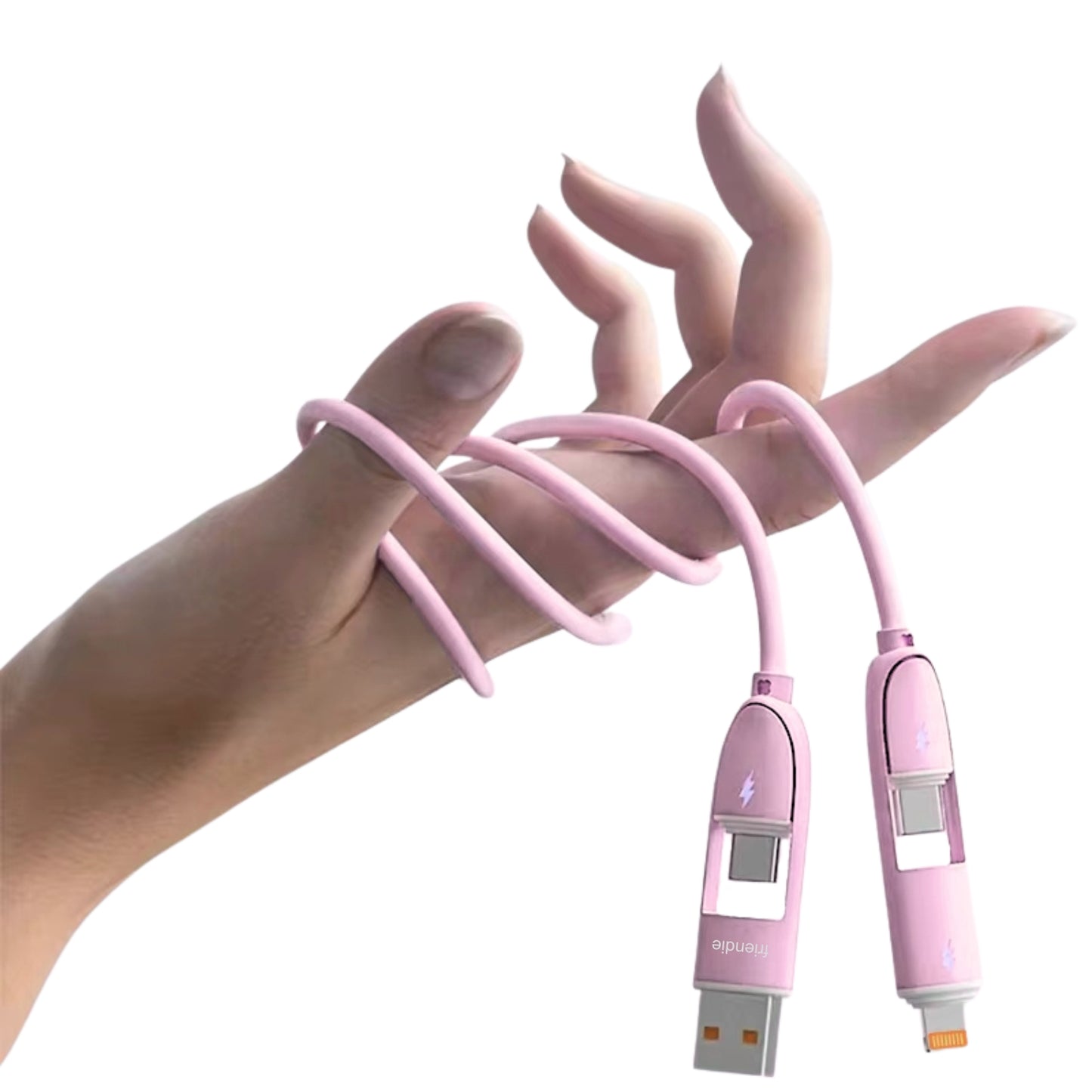 Core 4‑in‑1 Charging Cable (1.0m) - Pink - Friendie Pty Ltd