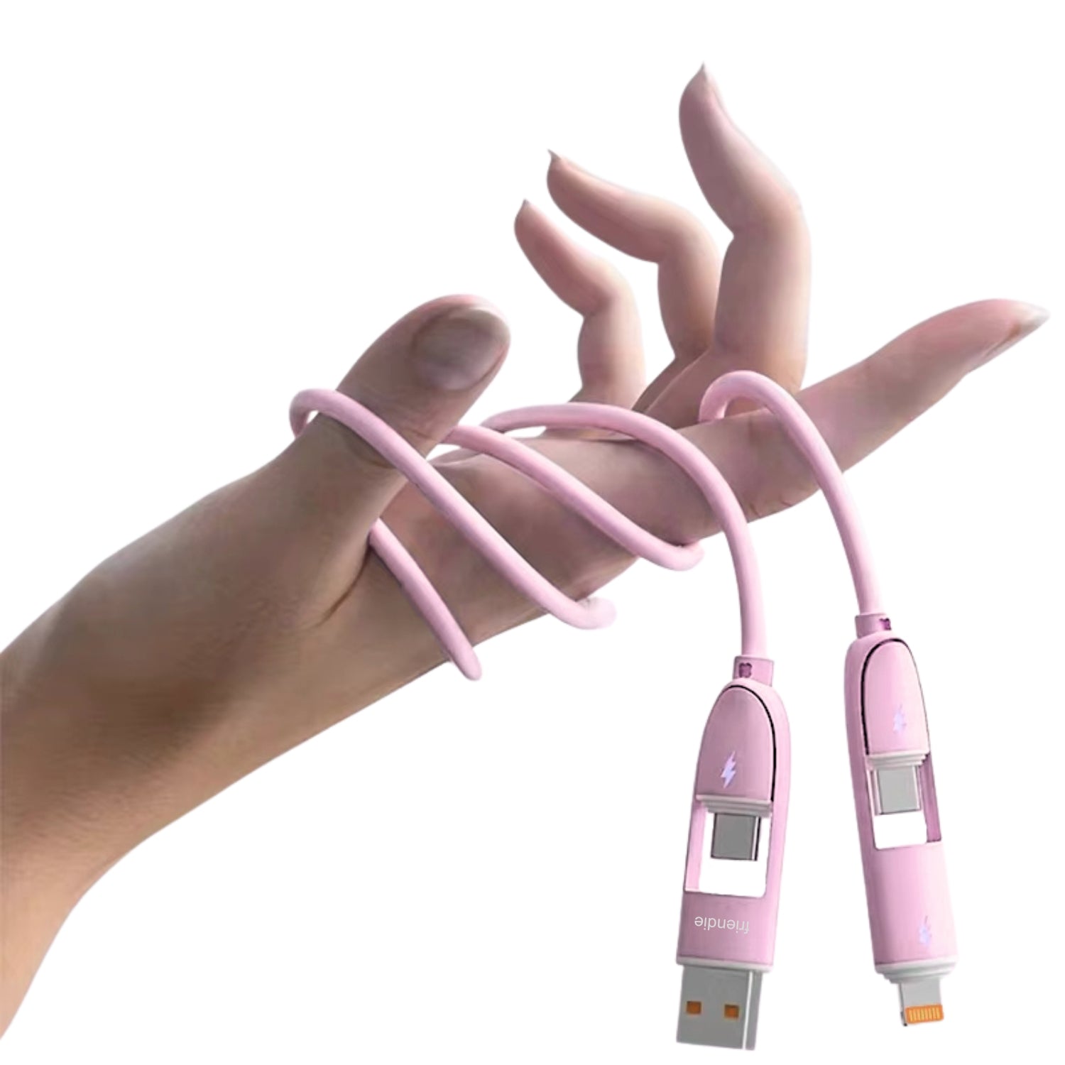 Core 4‑in‑1 Charging Cable (1.0m) - Pink - Friendie Pty Ltd