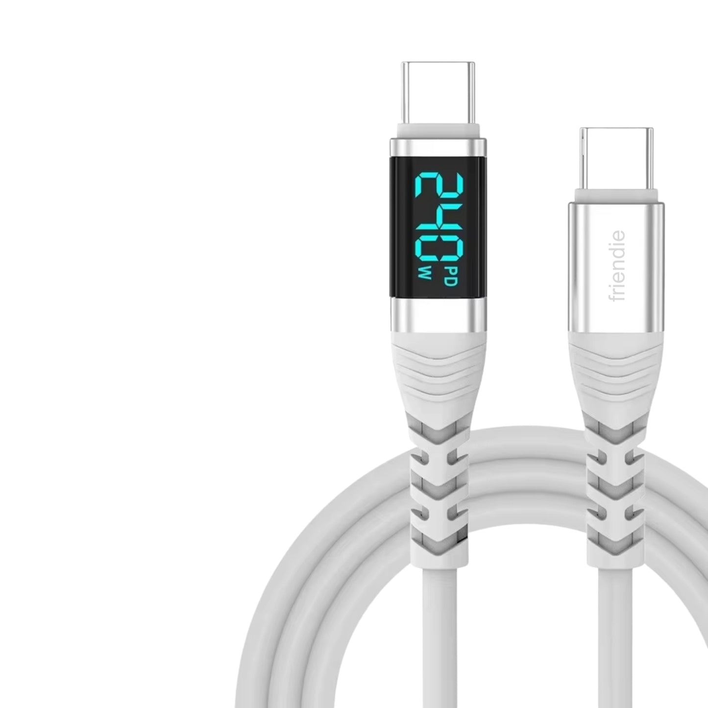 Elite USB-C to USB-C 2.0M Charging Cable - White Liquid Silicone - Friendie Pty Ltd