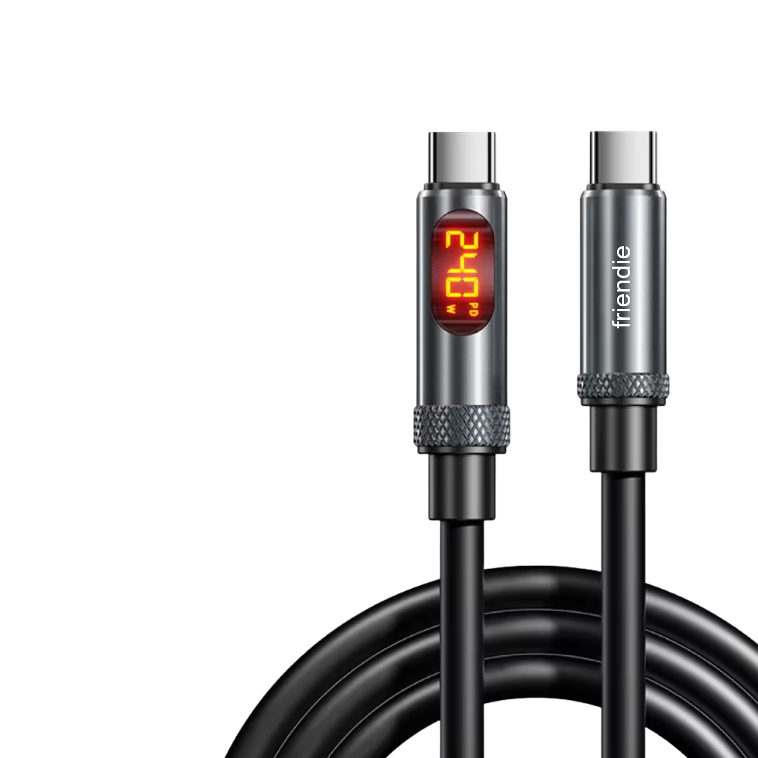 Studio USB-C 2.0m Fast Charging Cable – 240W, LED Display, PD3.1 - Friendie Pty Ltd