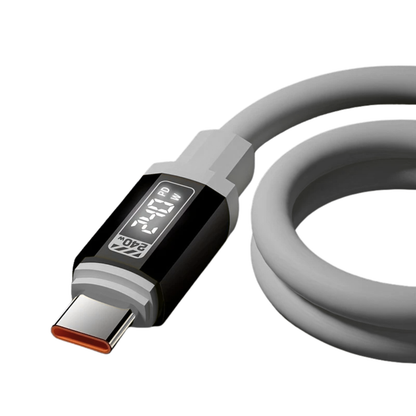 Tough USB C to USB C Charging Cable (1.5m) – 240W, E Marker, LED Power Screen - Strom Grey - Friendie Pty Ltd