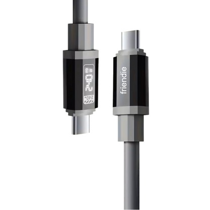 Tough USB C to USB C Charging Cable (1.5m) – 240W, E Marker, LED Power Screen - Strom Grey - Friendie Pty Ltd