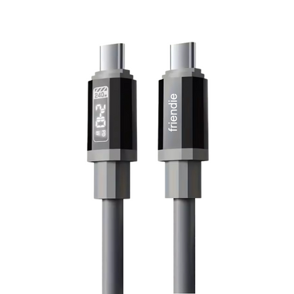Tough USB C to USB C Charging Cable (1.5m) – 240W, E Marker, LED Power Screen - Strom Grey - Friendie Pty Ltd
