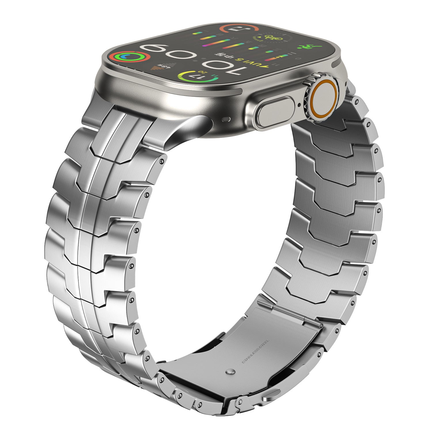 Stainless Steel Link Bracelet Band (Ultra) – The Darwin Ultra in Stainless Steel – Compatible with Apple Watch Ultra (Friendie size Large) - Friendie Pty Ltd