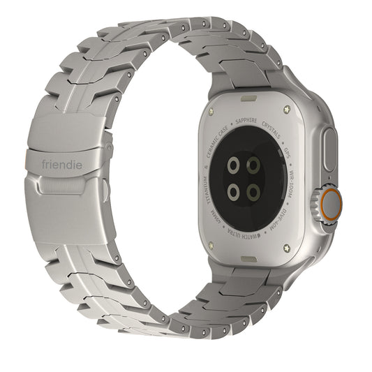 Stainless Steel Link Bracelet Band (Ultra) – The Darwin Ultra in Titanium – Compatible with Apple Watch Ultra (Friendie size Large) - Friendie Pty Ltd