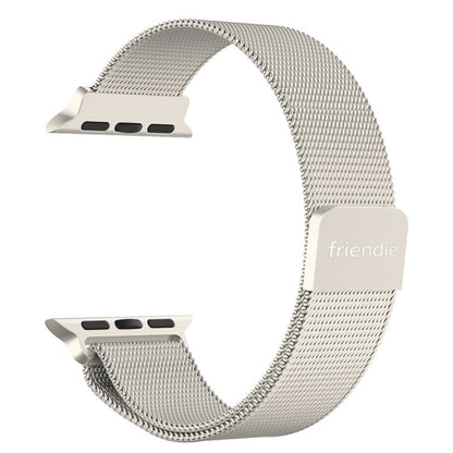 Stainless Steel Link Woven Mesh Infinite Loop Band - The Melbourne in Starlight Large - Compatible with Apple Watch Size 42mm to 45mm - Friendie Pty Ltd