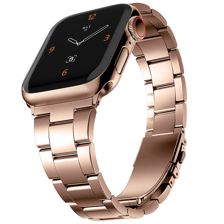 Stainless Steel Link Bracelet Band - The Sydney in Rose Gold - Compatible with Apple Watch Size 38mm to 41mm - Friendie Pty Ltd