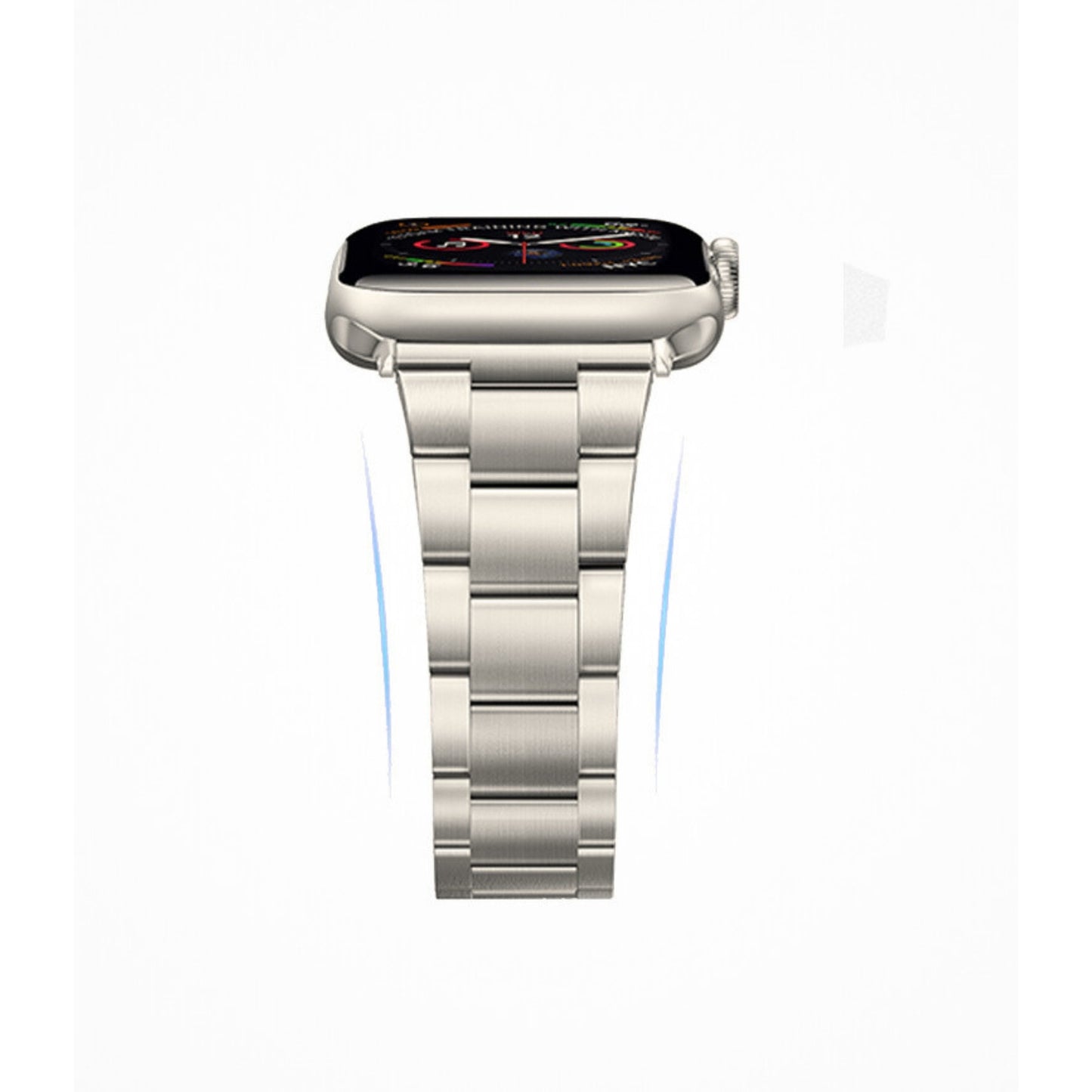 Stainless Steel Link Bracelet Band - The Sydney in Titanium Large - Compatible with Apple Watch Size 42mm to 45mm - Friendie Pty Ltd