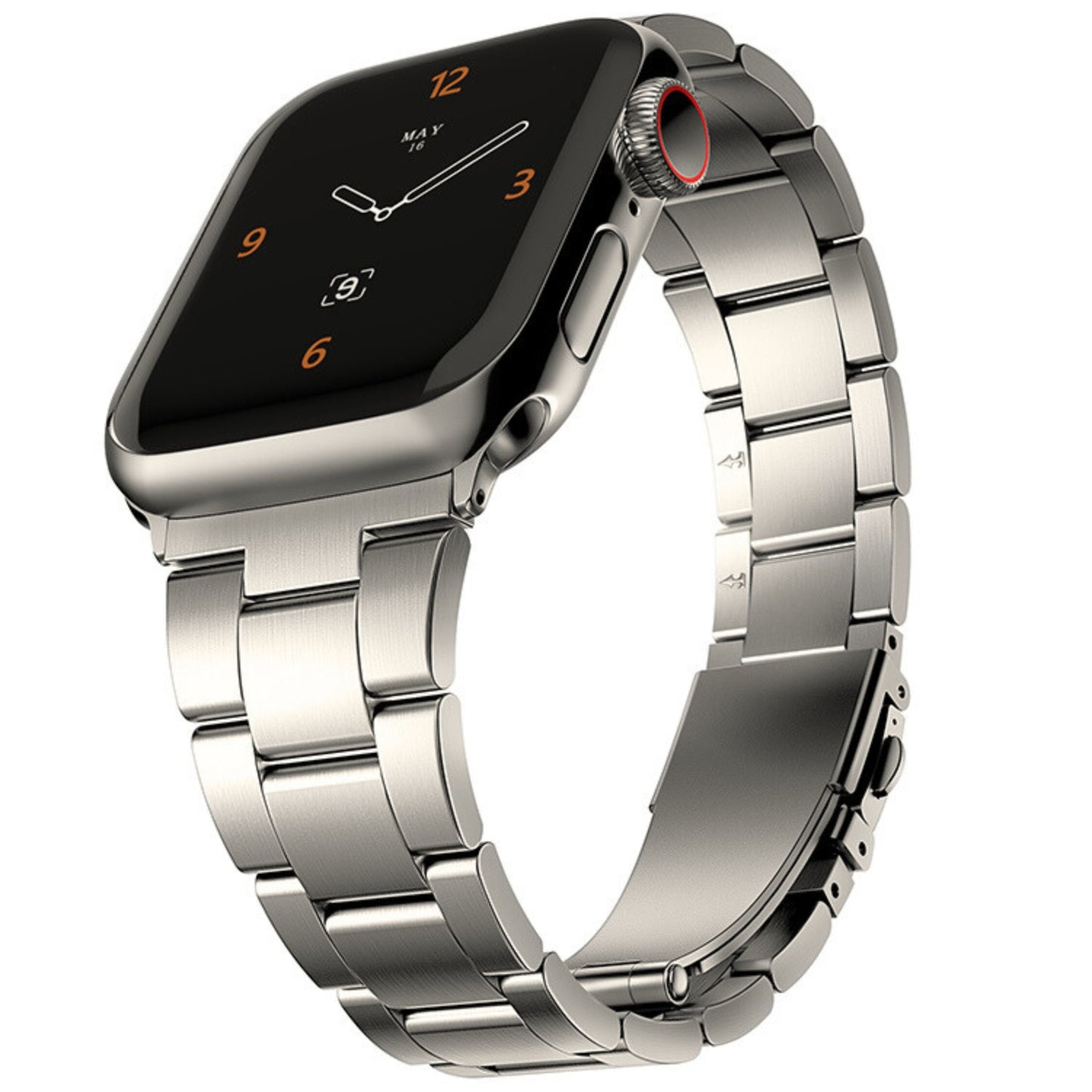 Stainless Steel Link Bracelet Band - The Sydney in Titanium Large - Compatible with Apple Watch Size 42mm to 45mm - Friendie Pty Ltd