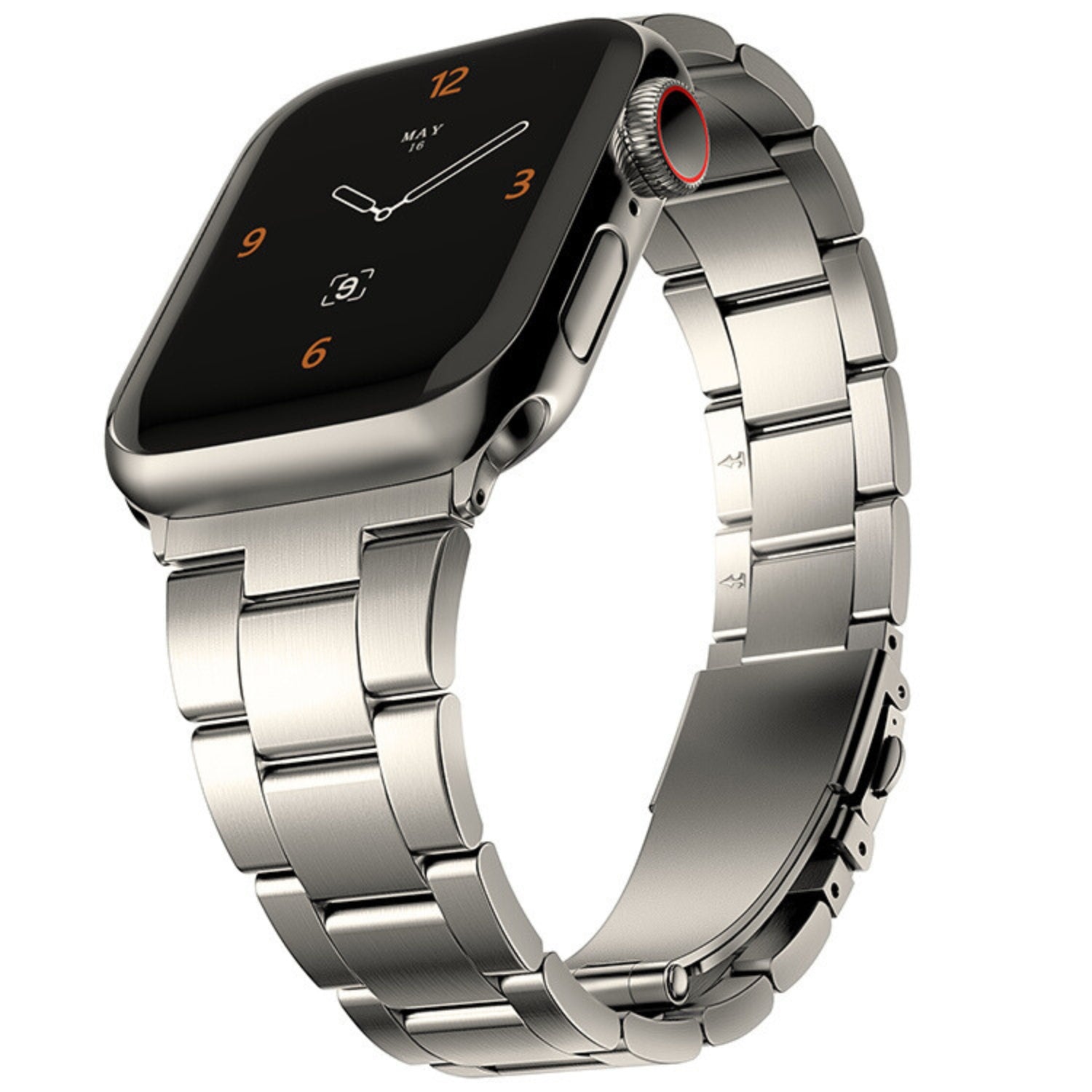 Stainless Steel Link Bracelet Band - The Sydney in Titanium Large - Compatible with Apple Watch Size 42mm to 45mm - Friendie Pty Ltd