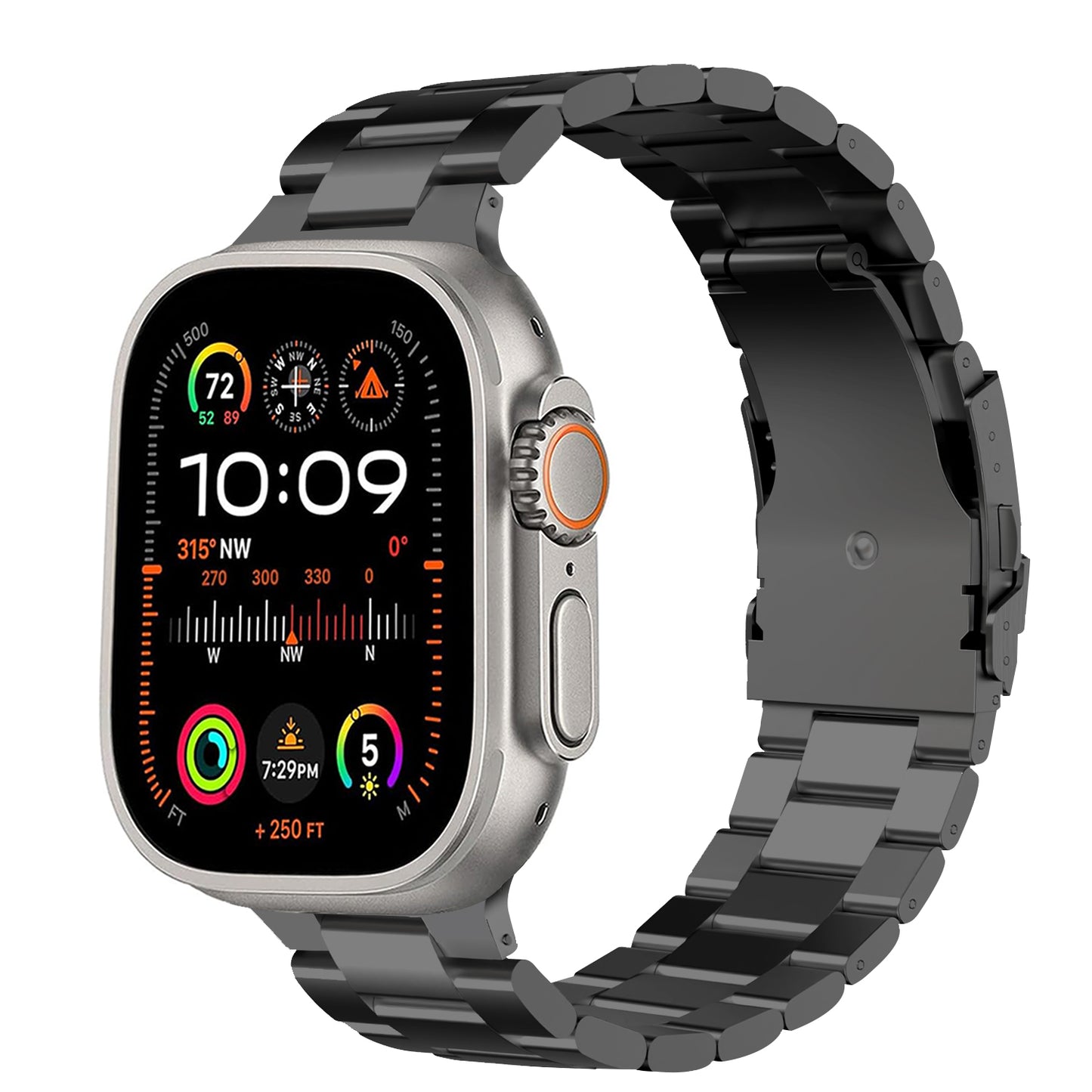 Stainless Steel Link Bracelet Band (Ultra) – The Sydney Ultra in Black – Compatible with Apple Watch Ultra (Friendie size Large) - Friendie Pty Ltd